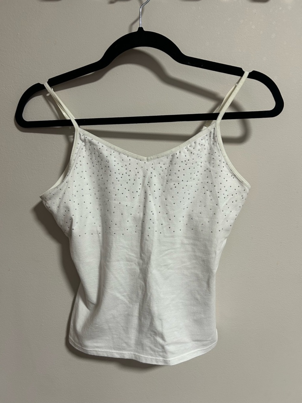 White Women's Rhinestone Camisole Tank Top